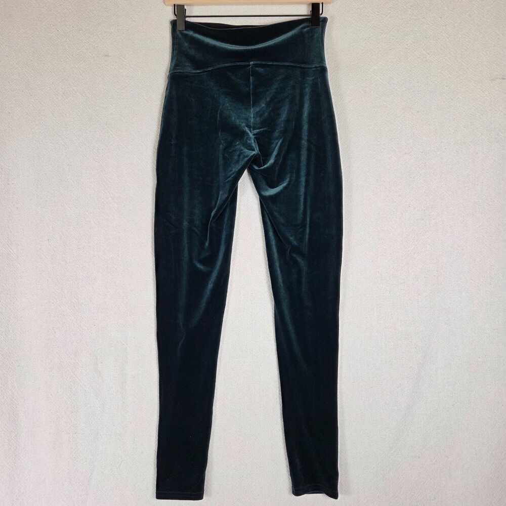 SPANX Womens L High Rise Y2K Style Luxe Green Velvet Leggings Lounge Shapewear